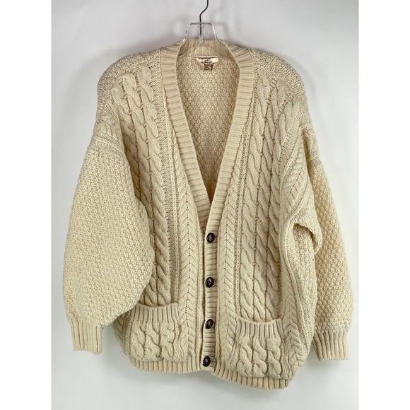 Cottage Knitwear Sweaters - Cottage Knitwear Aran Classic Knits 100% Wool Cardigan Sweater Made in England